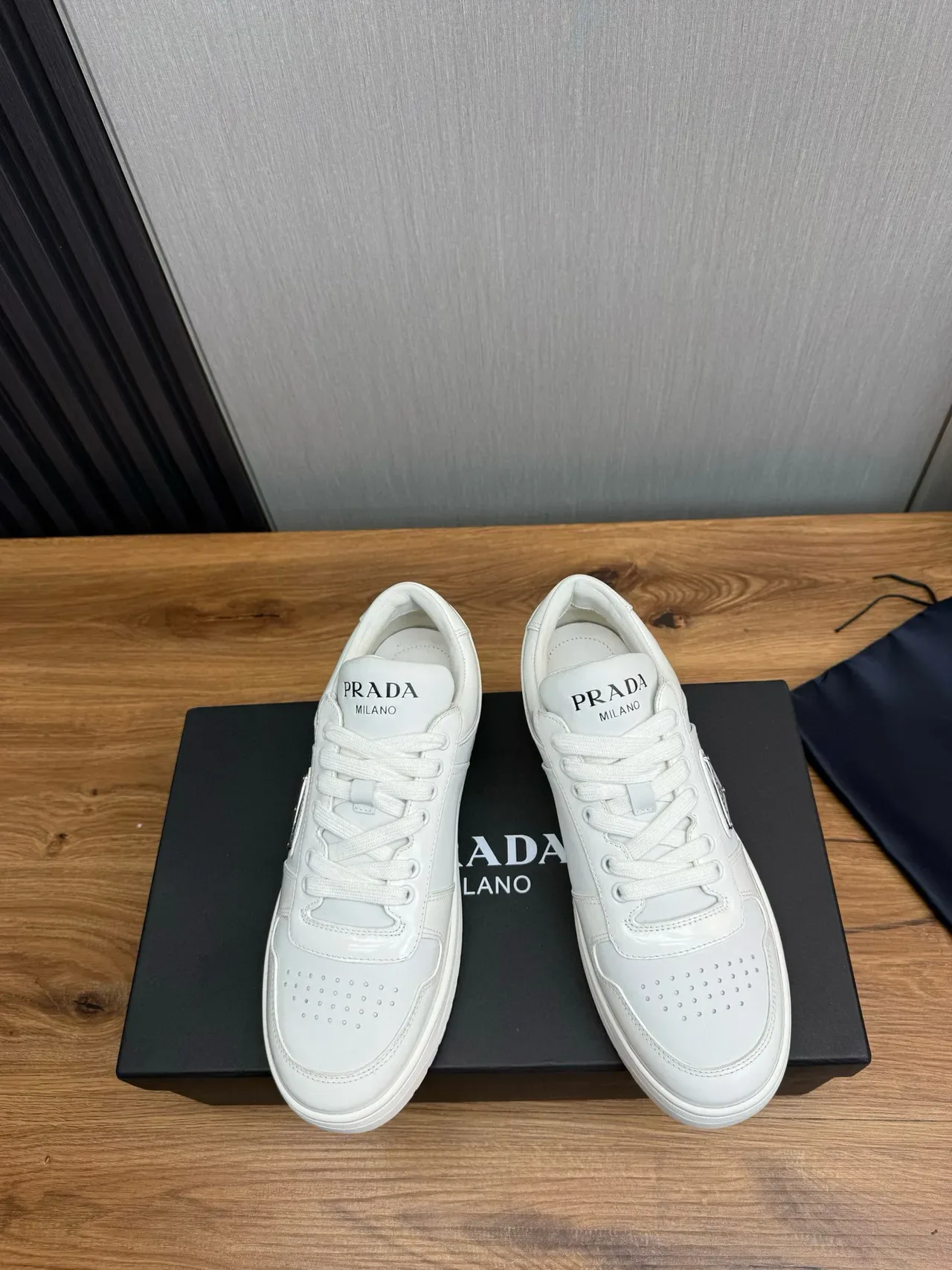 Prada Cloudbust White Silver Low-Top Leather-Like Smooth Upper Lifestyle Sneakers 3