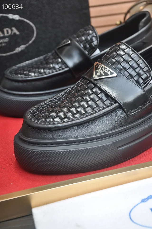 Prada Cloudbust Cuero Trenzado Negro Mocasines 4