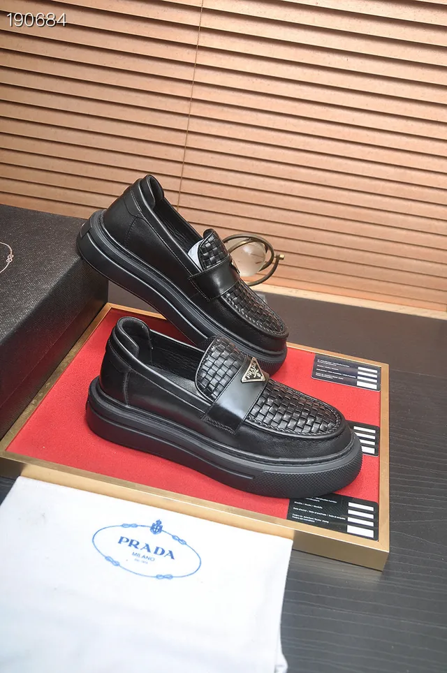 Prada Cloudbust Cuero Trenzado Negro Mocasines 6