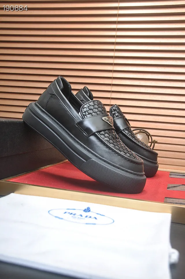 Prada Cloudbust Cuero Trenzado Negro Mocasines 8