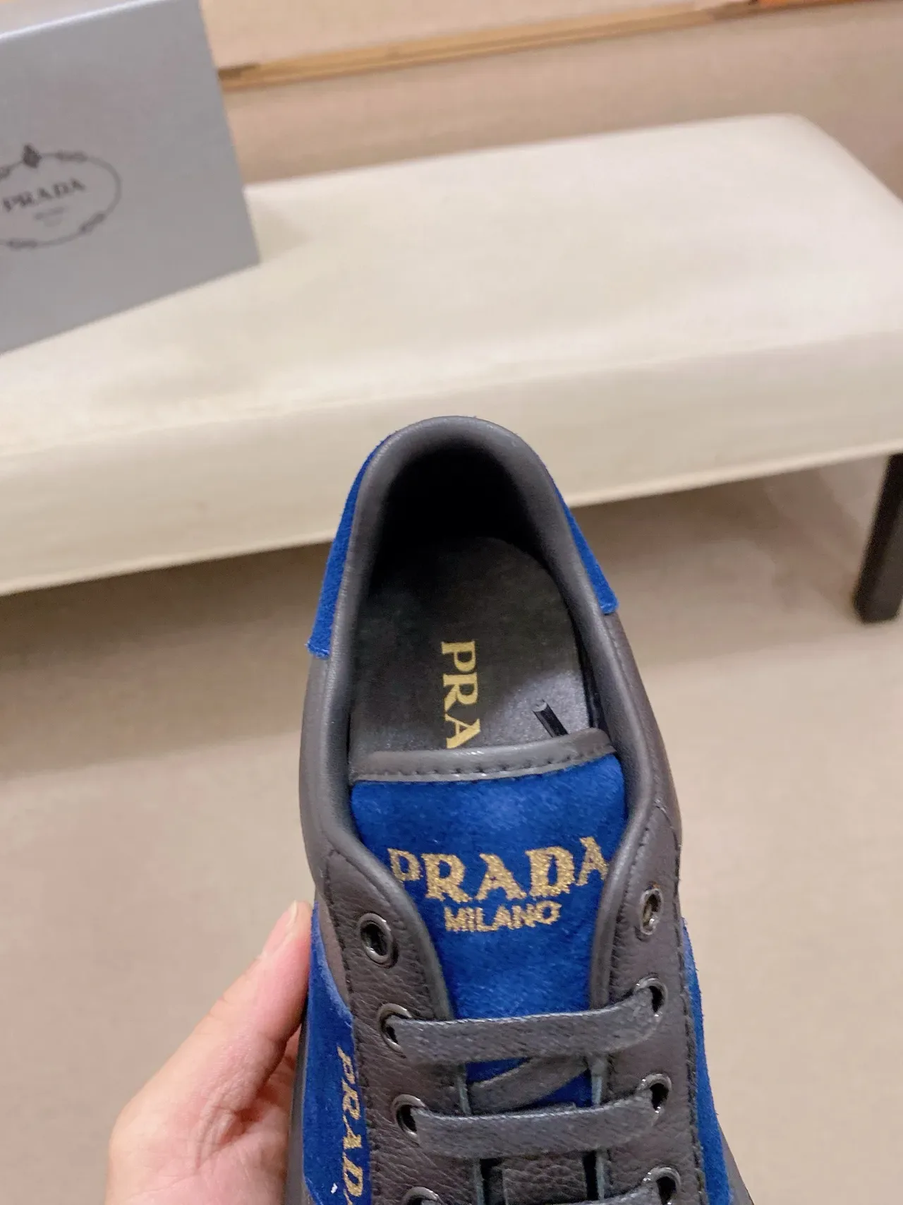 Prada Color-Blocked Suede and Leather Platform Lifestyle Sneaker 4