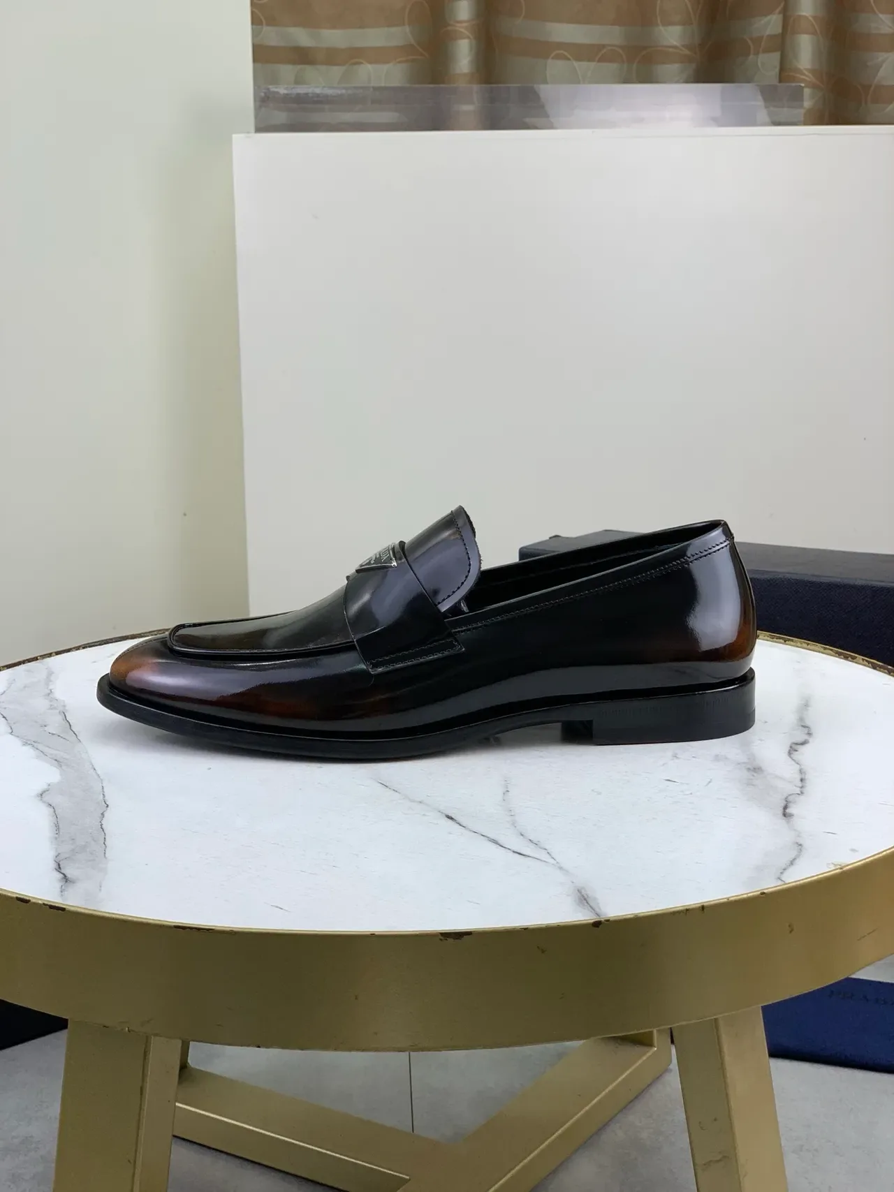 Prada Loafer Patent-and-Polished Two-Tone Square-Toe Loafers 6