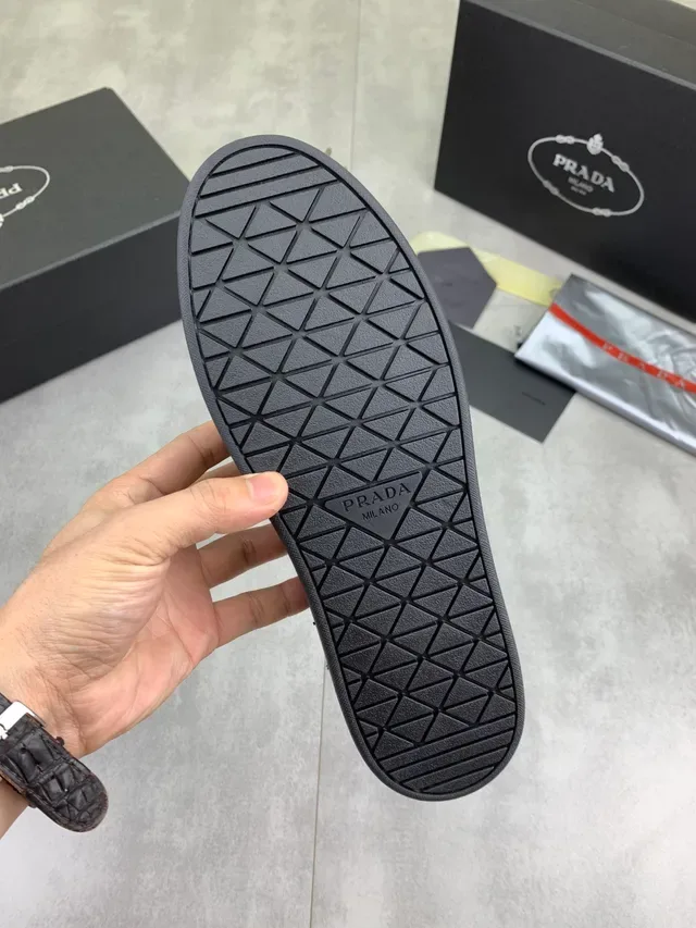 Prada Penny Loafer Black Suede Upper Strap Loafer 2