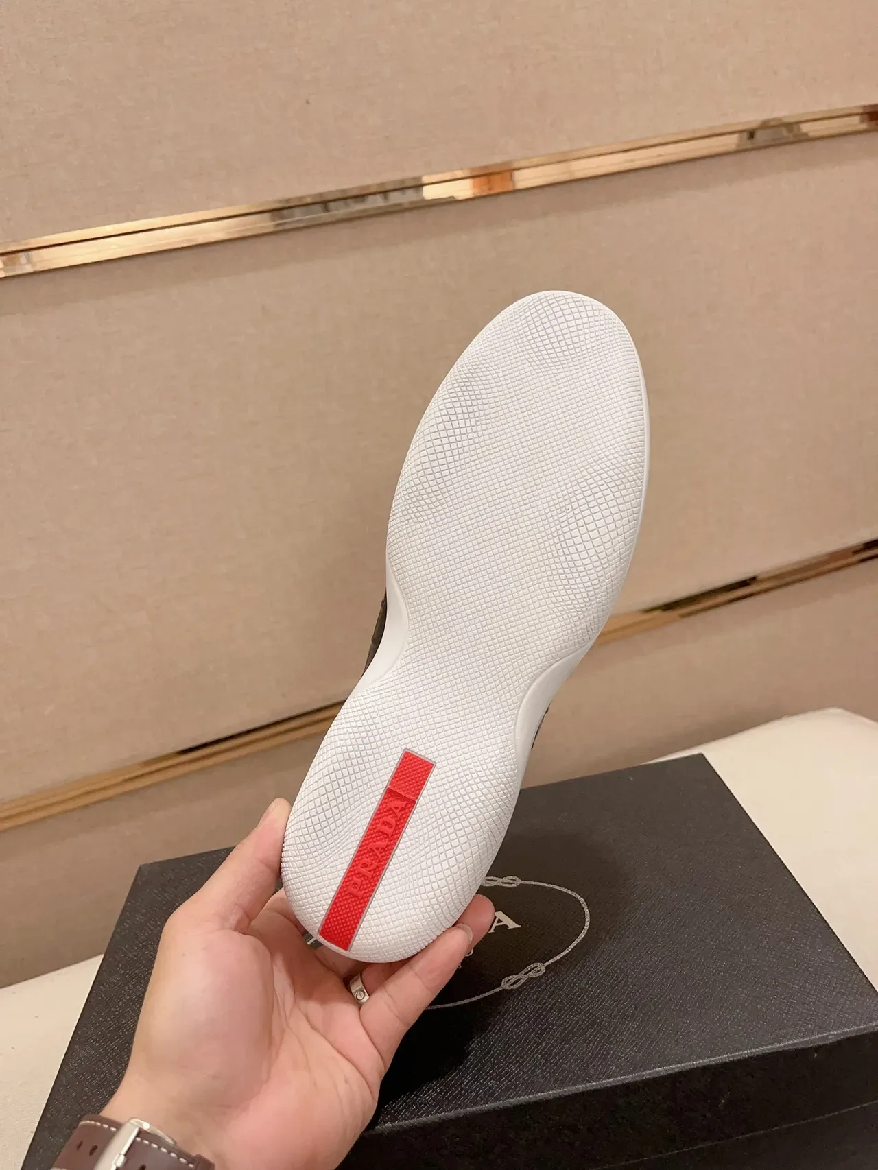 Prada White Black Low-Top Mixed-Material Lifestyle Sneakers 2