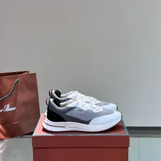Prada 白色灰色分层网布和合成覆盖雕塑中底生活方式运动鞋