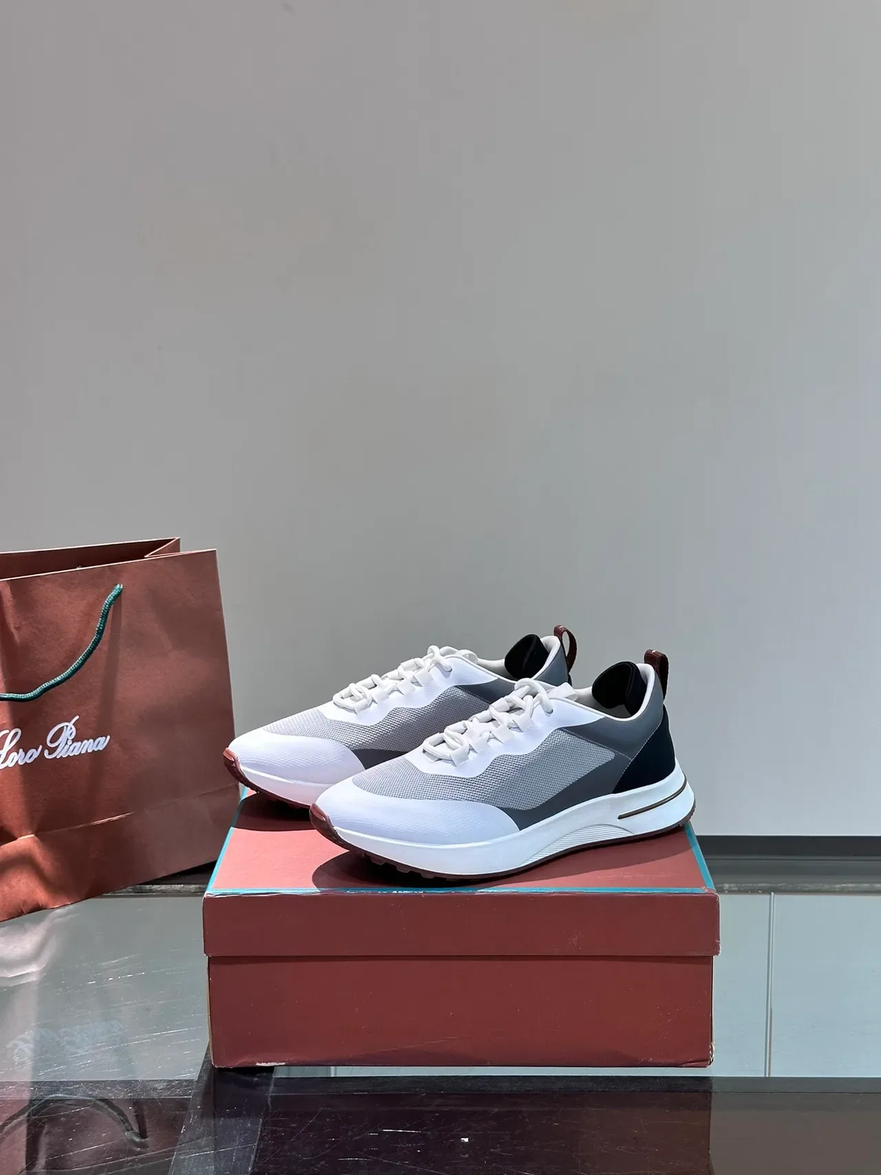 Prada White Gray Layered Mesh And Synthetic Overlays Sculpted Midsole Lifestyle Sneakers 5