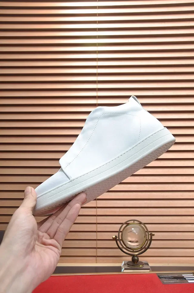 Prada White Laceless Elastic Vamp Smooth Leather Upper Lifestyle Sneakers 6