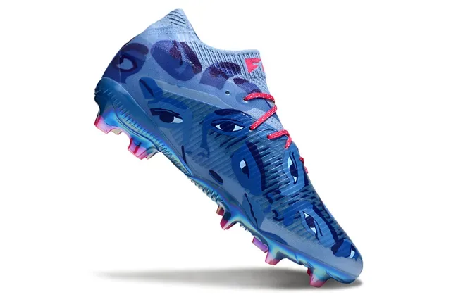 Puma Future Z Chaussures de football bleu et rose upper knit col sock-fit semelle pour terrain ferme 2