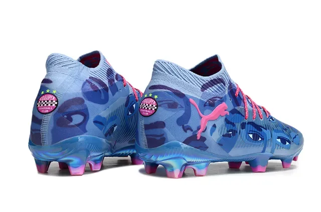 Puma Future Z Chaussures de football bleu et rose upper knit col sock-fit semelle pour terrain ferme 5