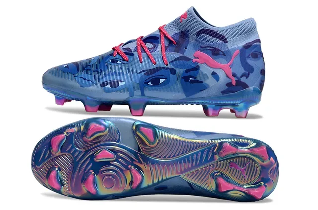 Puma Future Z Chaussures de football bleu et rose upper knit col sock-fit semelle pour terrain ferme 6