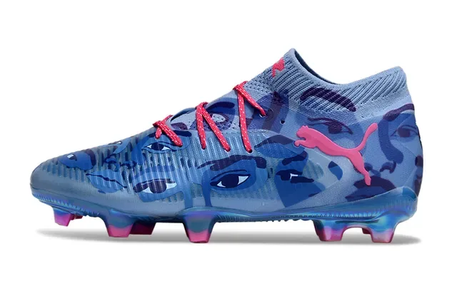 Puma Future Z Chaussures de football bleu et rose upper knit col sock-fit semelle pour terrain ferme 7
