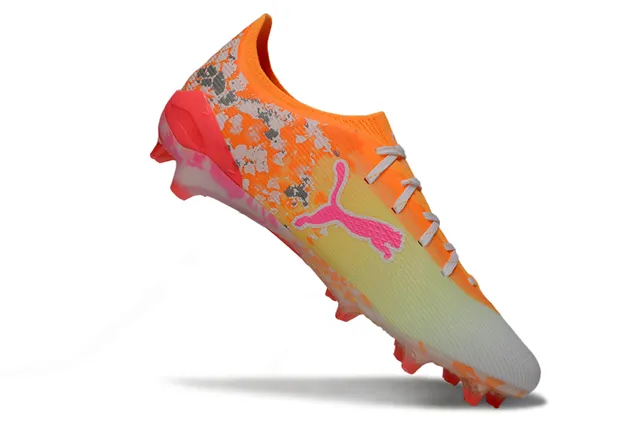 Puma Future Z 足球钉鞋 霓虹粉橙色喷溅 硬地足球鞋 2
