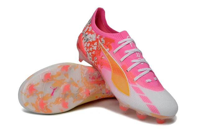 Puma Future Z 足球钉鞋 霓虹粉橙色喷溅 硬地足球鞋 4