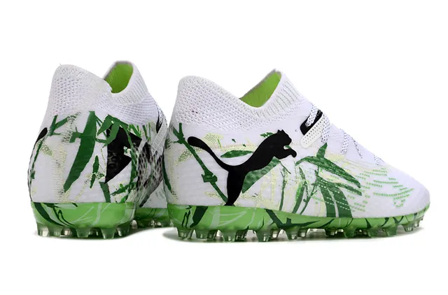 Puma Future Z أبيض أخضر منسوج ملائم للجوارب العلوي طباعة الخيزران جرافيك ملعب أحذية كرة القدم 4