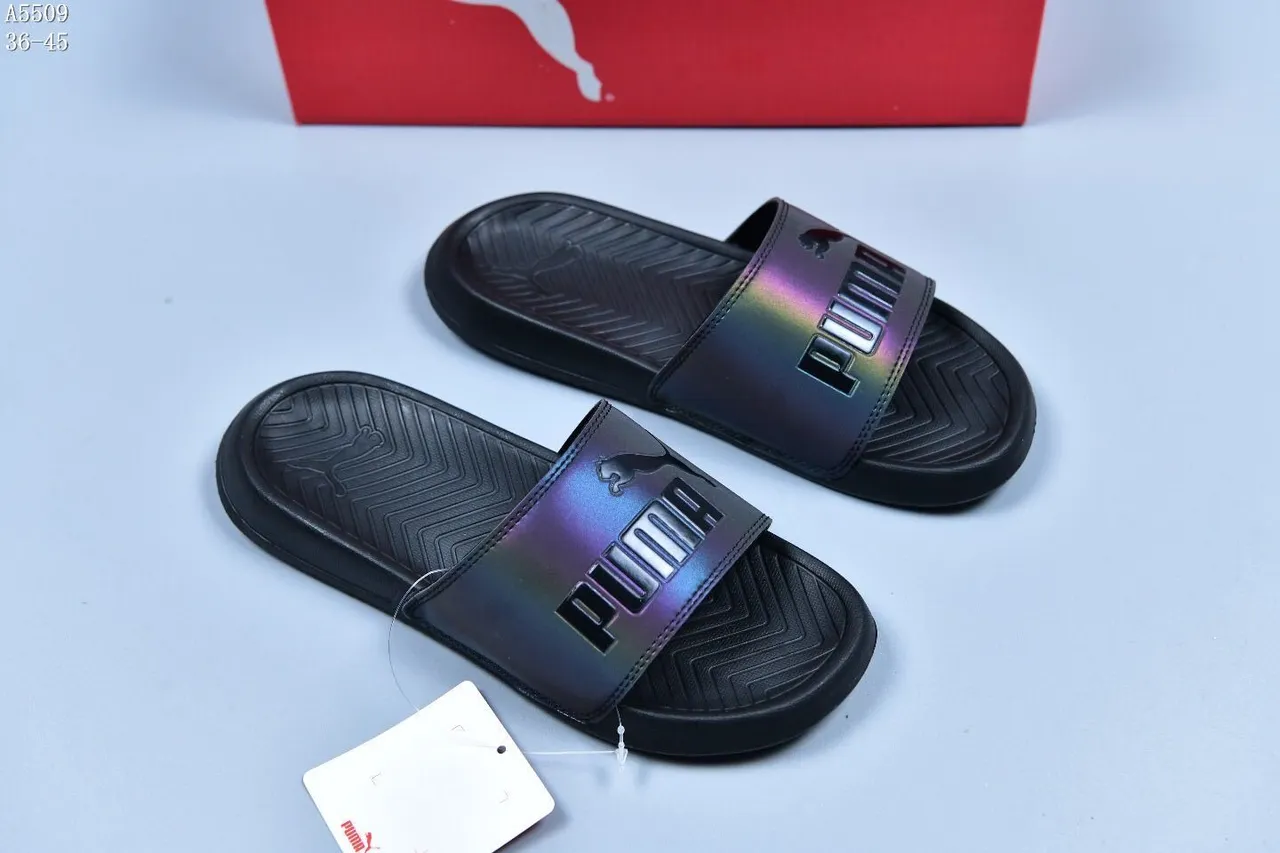 Puma Slide Holográfico Negro Sandalias 2