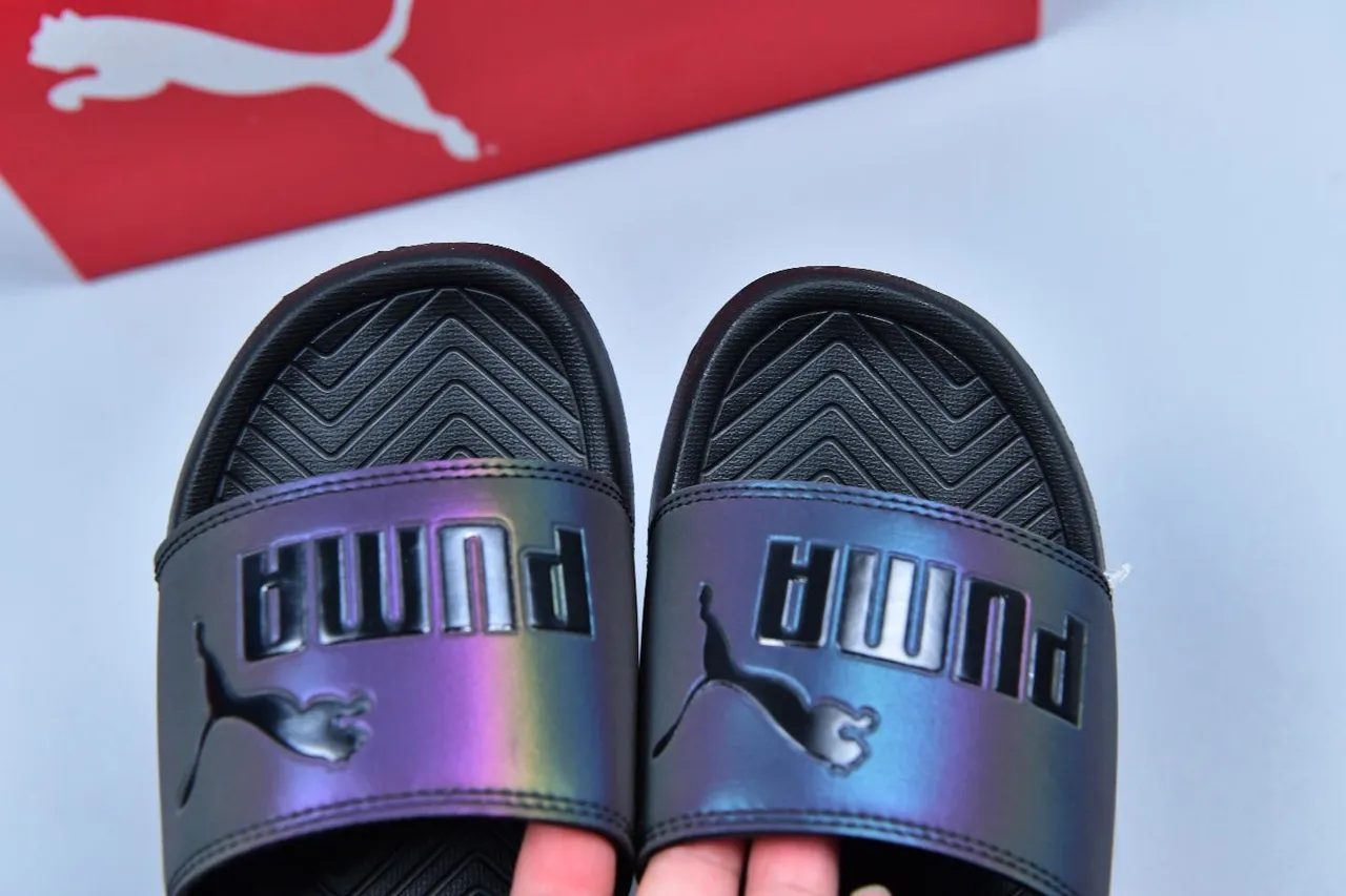 Puma Slide Holográfico Negro Sandalias 3