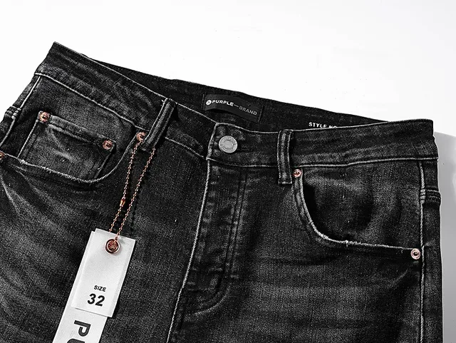 Purple Brand डिस्ट्रेस्ड काला स्लिम फिट जीन्स 4