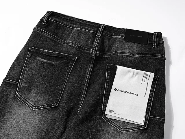 Purple Brand डिस्ट्रेस्ड काला स्लिम फिट जीन्स 5