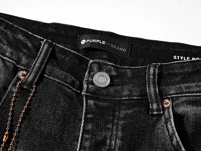 Purple Brand डिस्ट्रेस्ड काला स्लिम फिट जीन्स 13