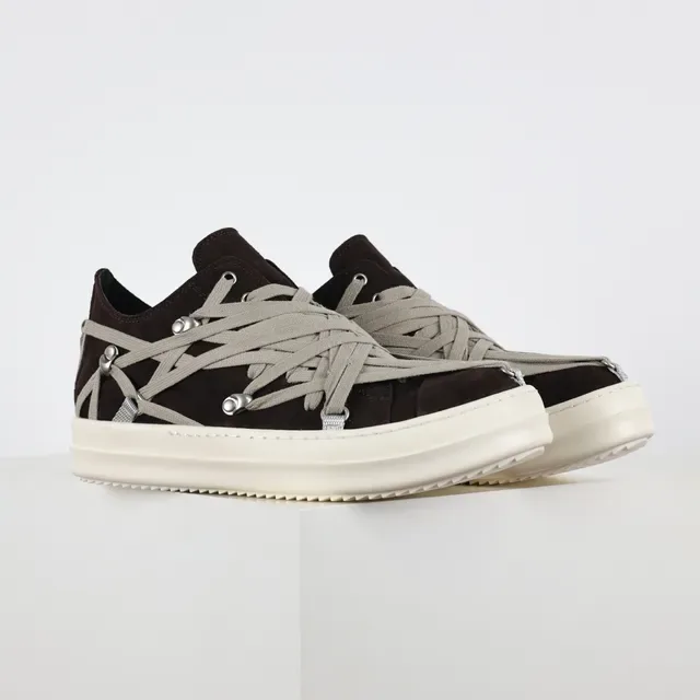 Rick Owens 棕灰麂皮鞋面 多层交叉系带 生活方式运动鞋 3