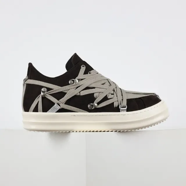 Rick Owens 棕灰麂皮鞋面 多层交叉系带 生活方式运动鞋 7