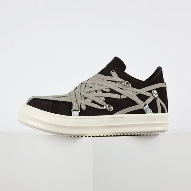 Rick Owens 棕灰麂皮鞋面 多层交叉系带 生活方式运动鞋 9