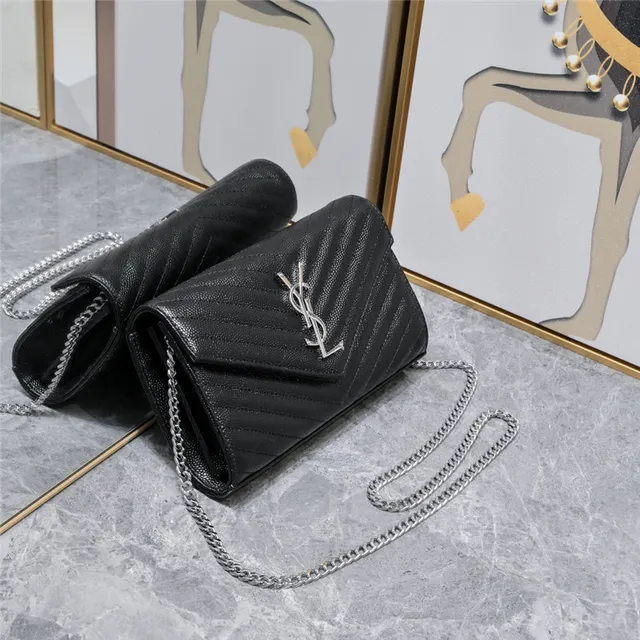 Saint Laurent Beige Gold Quilted Chevron Stitching Envelope Flap Chain Bag 9