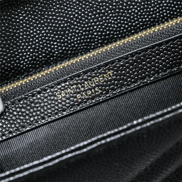 Saint Laurent Beige Gold Quilted Chevron Stitching Envelope Flap Chain Bag 12