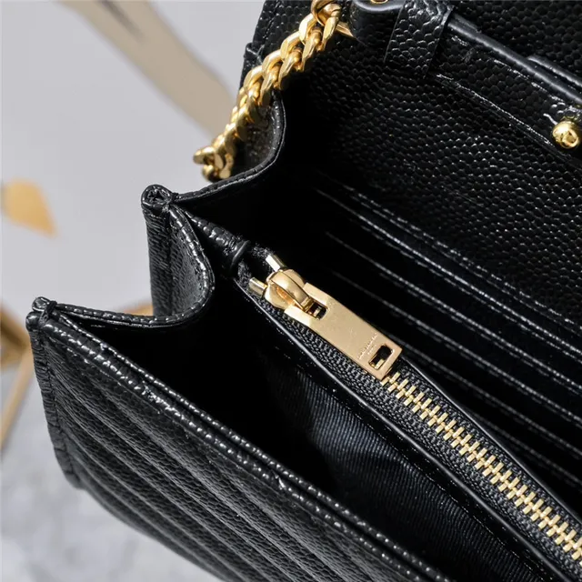 Saint Laurent Beige Gold Quilted Chevron Stitching Envelope Flap Chain Bag 13