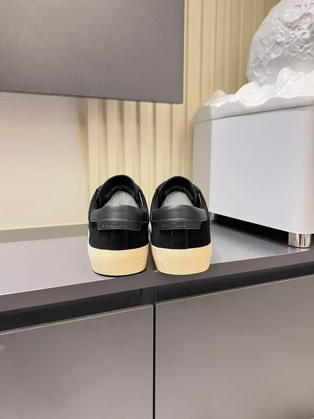 Saint Laurent Sneakers Lifestyle Preto Bege Camurça Superior Logo Manuscrito 2