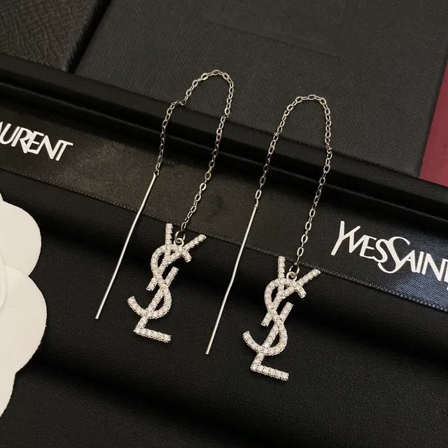 圣罗兰 YSL 米诺格拉姆 镶嵌水晶 链坠耳环 4