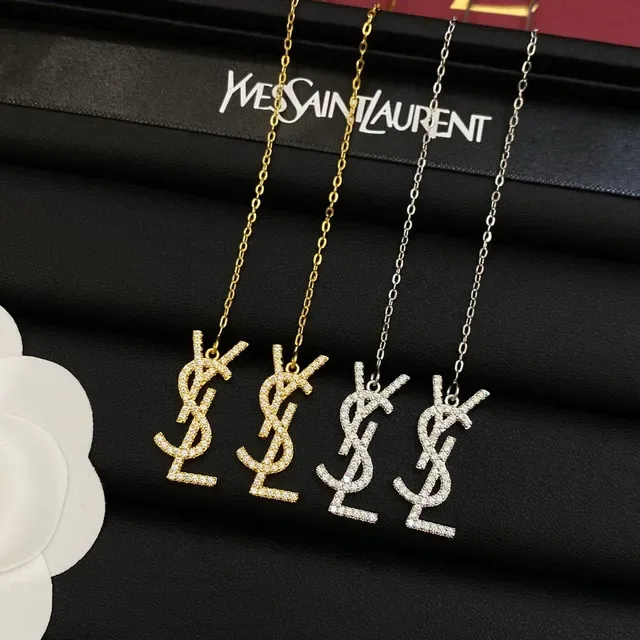 圣罗兰 YSL 米诺格拉姆 镶嵌水晶 链坠耳环 6