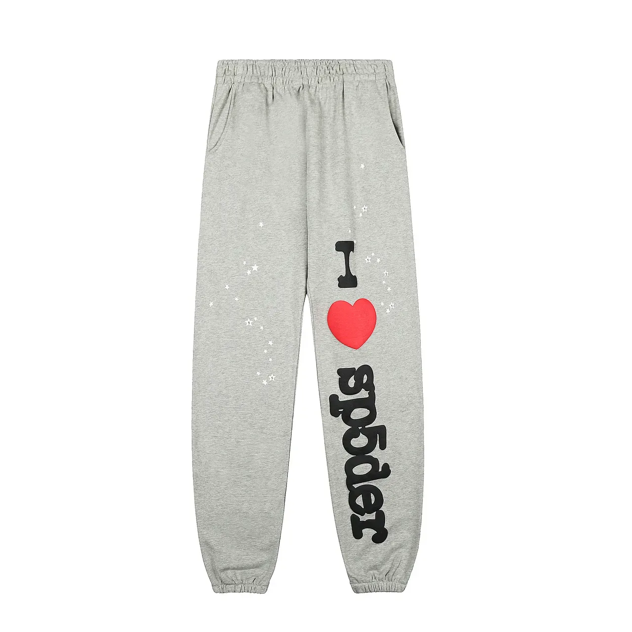 Sp5der I Love Gray Black Graphic-Print Oversized-Fit Tracksuit 6