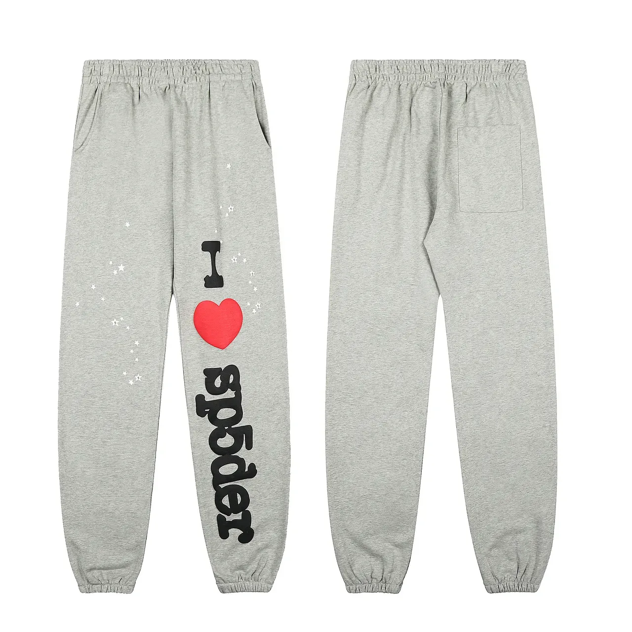 Sp5der I Love Gray Black Graphic-Print Oversized-Fit Tracksuit 12