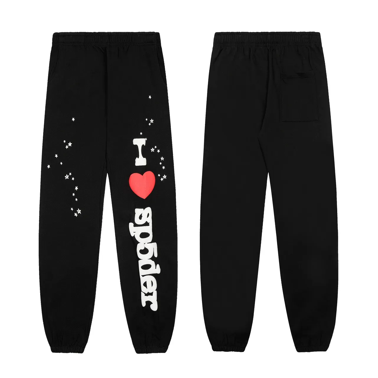 Sp5der I Love Gray Black Graphic-Print Oversized-Fit Tracksuit 13