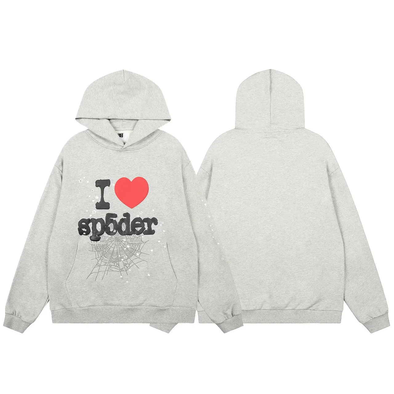 Sp5der I Love Gray Black Graphic-Print Oversized-Fit Tracksuit 15