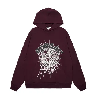 Sp5der Spiderweb Graphic Maroon Hoodie