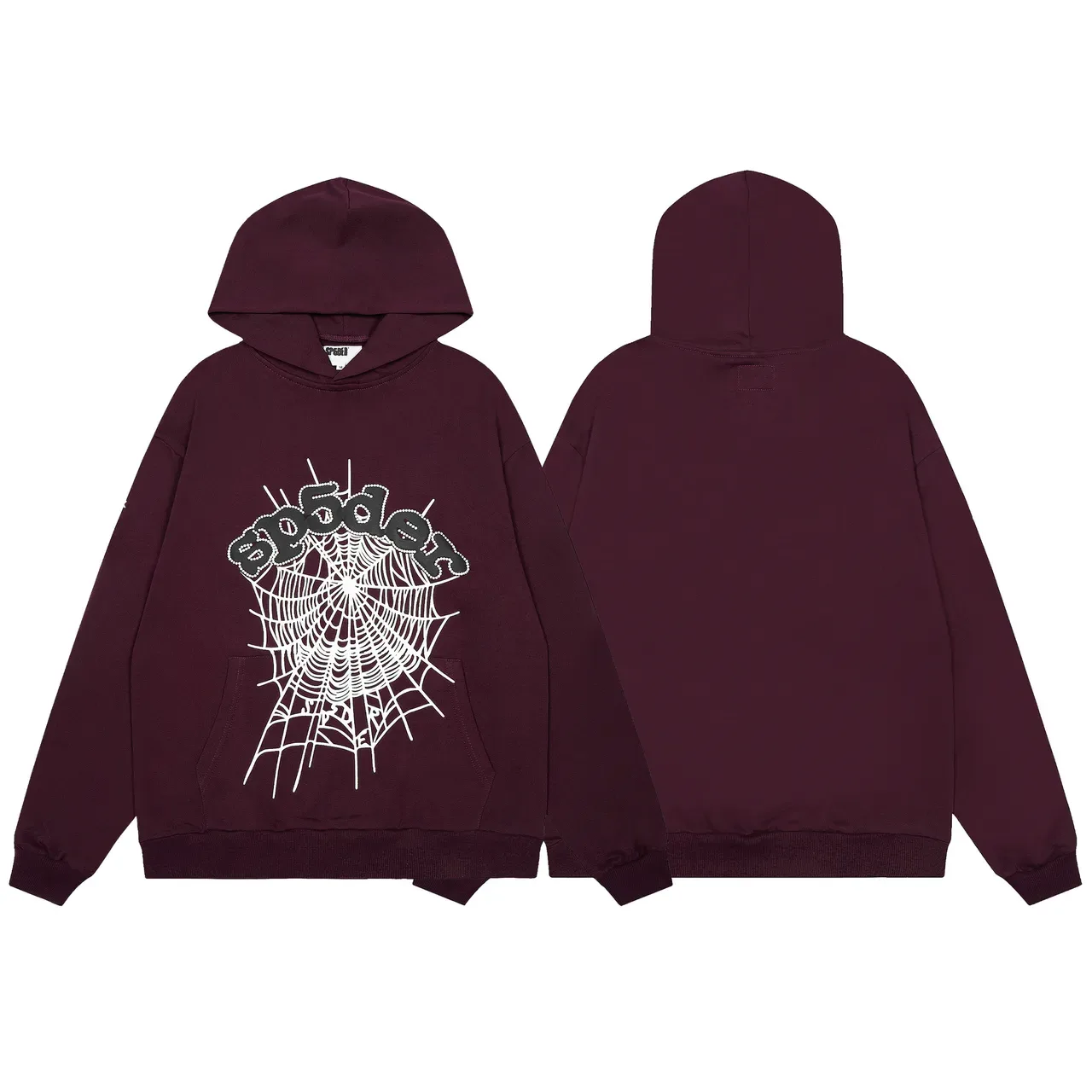 Sp5der Spiderweb Graphic Maroon Hoodie 2