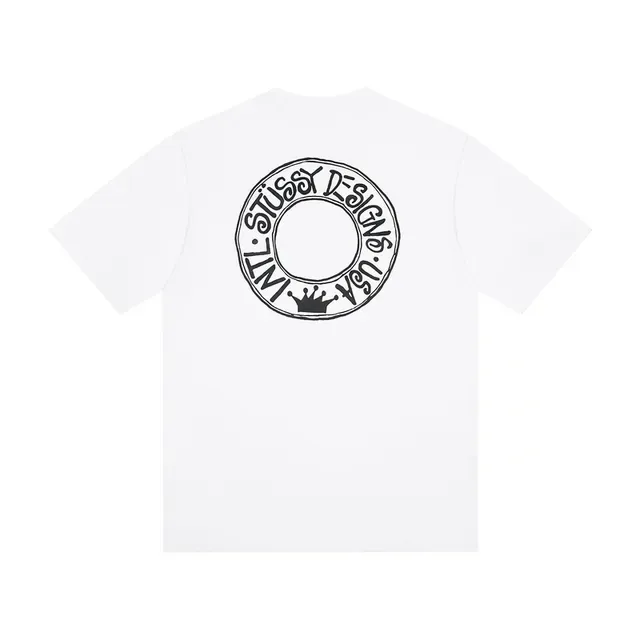 Camiseta Stussy Stock Logo coroa circular estampa nas costas 3