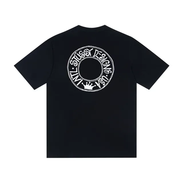 Camiseta Stussy Stock Logo coroa circular estampa nas costas 5