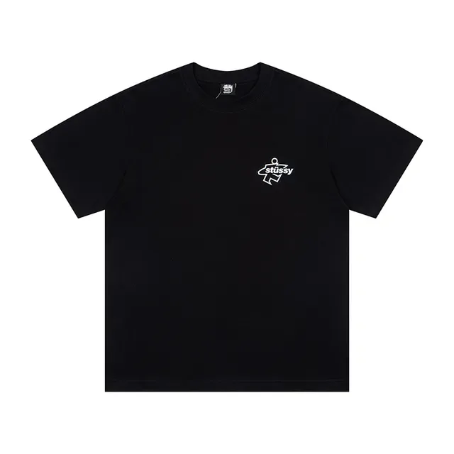 T-shirt graphique Stüssy Stock Logo blanc et noir 3