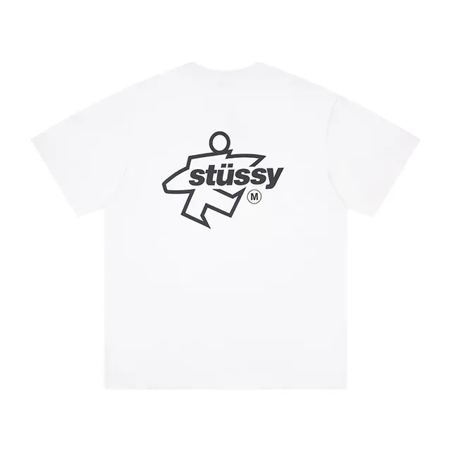 T-shirt graphique Stüssy Stock Logo blanc et noir 4