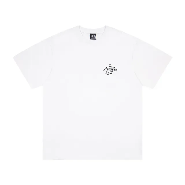 T-shirt graphique Stüssy Stock Logo blanc et noir 5
