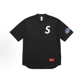 Supreme Baseball Black White Mesh Fabric Henley Placket Jersey