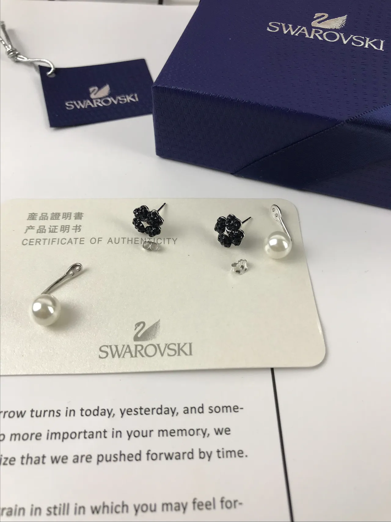 Swarovski Perlas y Cristales Negros Pendientes Stud Cluster 6