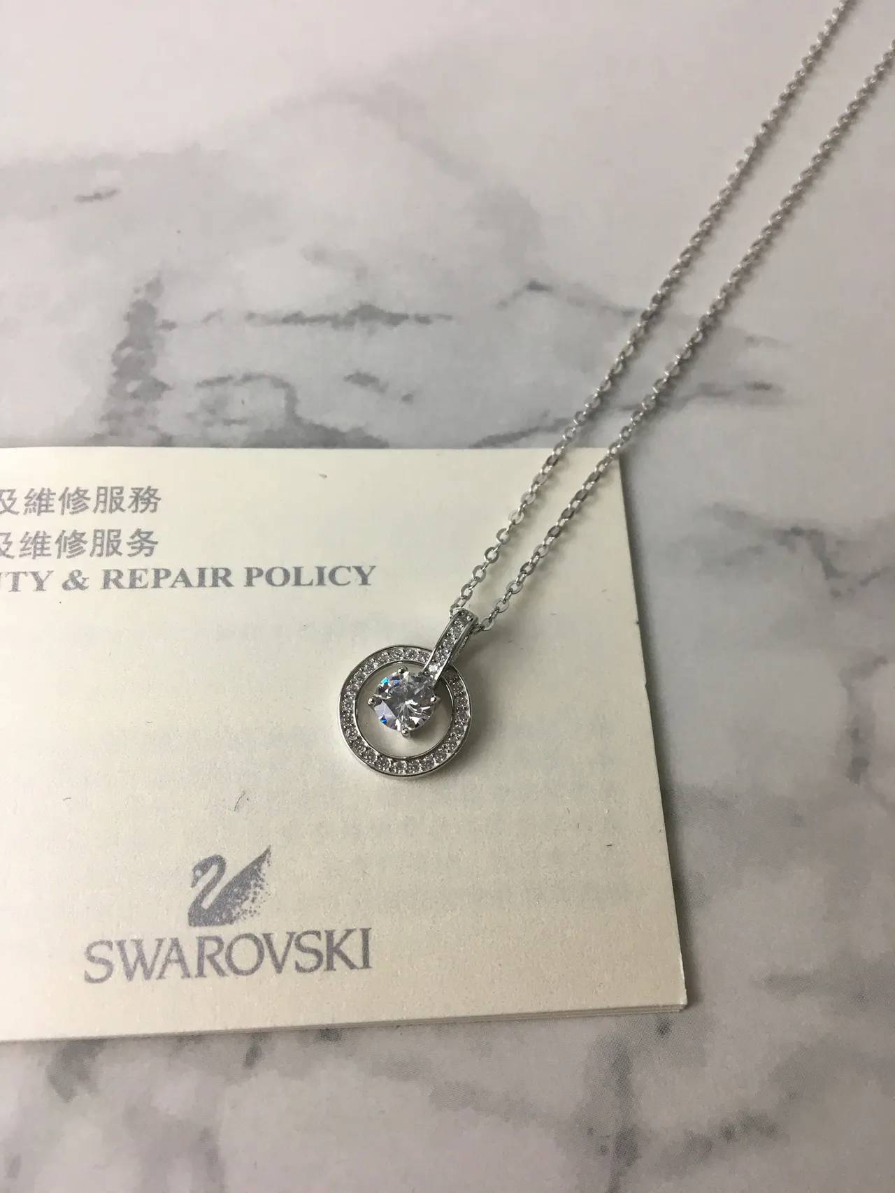Swarovski سلسلة زرقاء فضية بلور مدورة قلادة 4