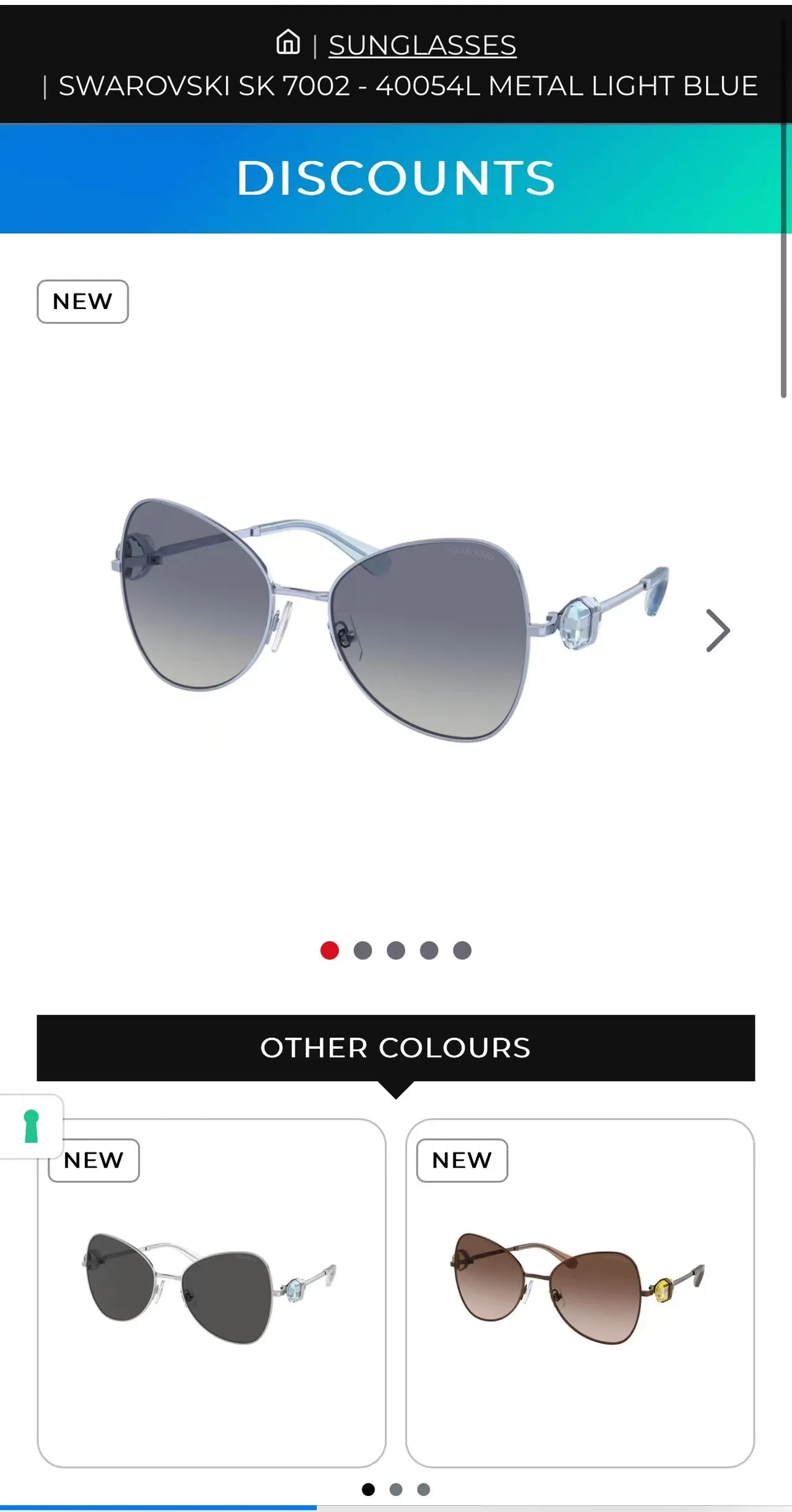 Swarovski Gafas de Sol Plata Gris Ojo de Gato Aviador Marco Híbrido de Metal 2