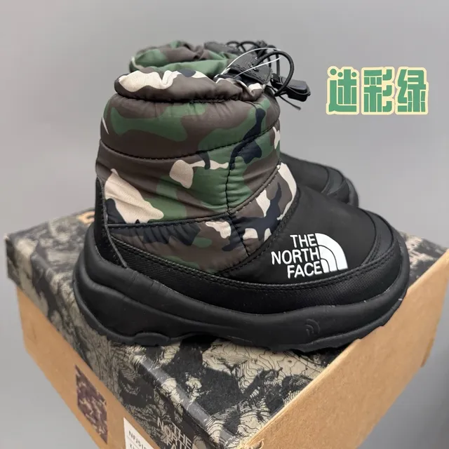 The North Face সবুজ কালো পাফি নিরোধক ড্রস্ট্রিং কাফ তুষার বুট 8