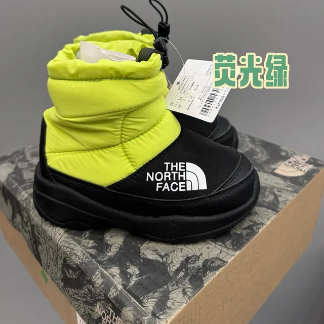 The North Face সবুজ কালো পাফি নিরোধক ড্রস্ট্রিং কাফ তুষার বুট 10