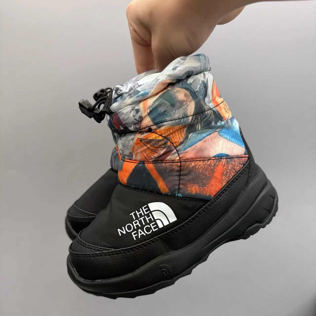 The North Face সবুজ কালো পাফি নিরোধক ড্রস্ট্রিং কাফ তুষার বুট 13